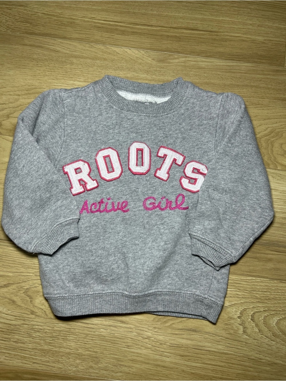 Roots Grey Sweatshirt with Pink 'Active Girl' Script